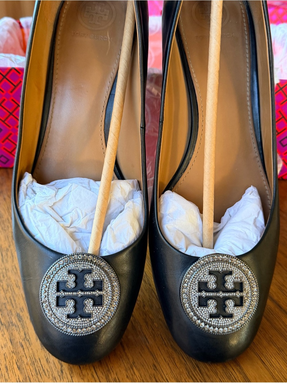 Tory Burch Perfect Black 45mm Pump - Women's Black Leather Heels size 10